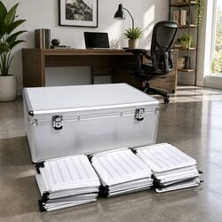 CD DVD Storage Case Aluminium 500 Discs Capacity Silver Organiser Box