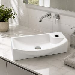Ceramic Basin Vanity Sink Hand Wash Bowl Wall Mounted White Bathroom 45x23cm