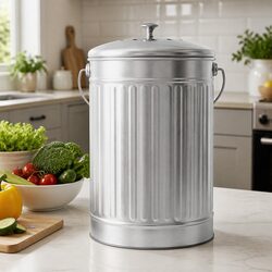 Countertop Compost Bin Kitchen Food Waste Caddy 6L Storage Container Silver