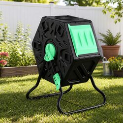 Compost Bin 65L Tumbler Rotating Outdoor Garden Composter With Sliding Door