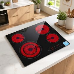 Ceramic Cooktop 5 Cooking Zone Touch Control 7600W Electric Hob Black Glass