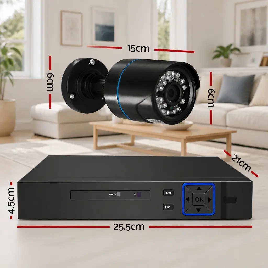 1080P 8 Channel Security Camera System DVR with 8 CCTV Bullet Cameras Indoor Outdoor Black
