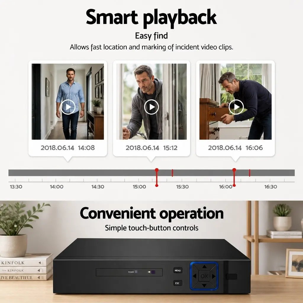 8 Channel 1080N DVR CCTV Video Recorder 5-in-1 Black