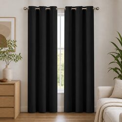 Blockout Curtain Panels Eyelet 3 Layer Noise Reduction Blackout Home Decor