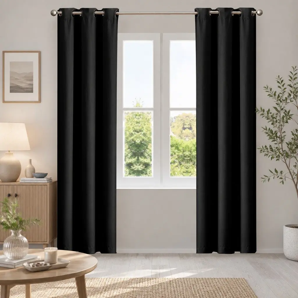 Blockout Curtain Panels Eyelet Triple Weave Noise Reduction 132cm to 300cm Polyester Avocado Beige Black Royal Blue Charcoal Eggplant Grey Indigo