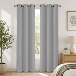 Blackout Curtain Panels Eyelet 3 Layer Noise Insulation Heat Preservation Grey
