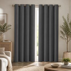 Blackout Curtain Panels 3 Layer Eyelet Charcoal Noise Insulation Heat Home Decor