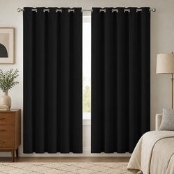 Blackout Curtain Panels Eyelet 3 Layer Noise Reduction Light Block Home Decor