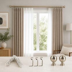 Extendable Curtain Rod Set Steel Pole Quiet Rail Silencer Sliders Home Decor