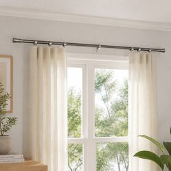 Extendable Curtain Rod Set Satin Nickel Steel Pole Adjustable Brackets Home