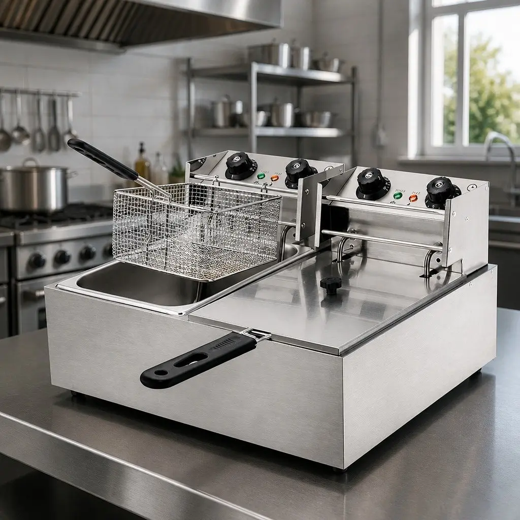 Electric Deep Fryer Double Baskets 20L Stainless Steel Commercial Kitchen Frying