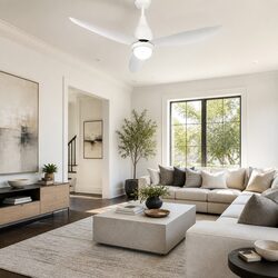 52 Inch Ceiling Fan DC Motor LED Light Remote Control White Indoor Outdoor