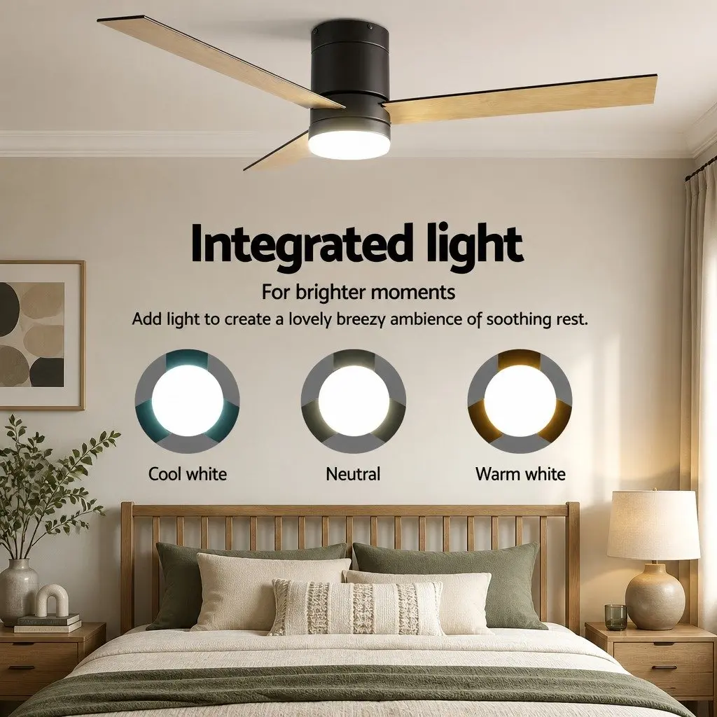 Ceiling Fan 52 Inch DC Motor LED Light Remote Control Reverse Airflow