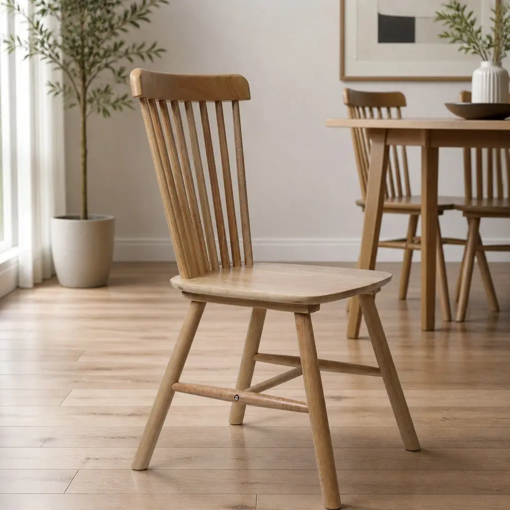 Dining Chairs Windsor Style Solid Wood Set of 6 Oak