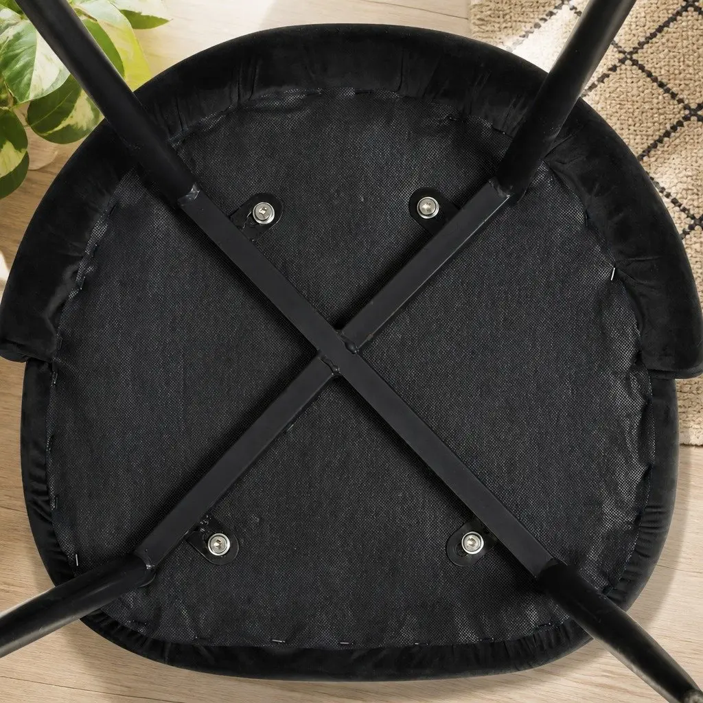 Dining Chairs Set of 4 Upholstered Seat Backrest Black Velvet Steel Frame