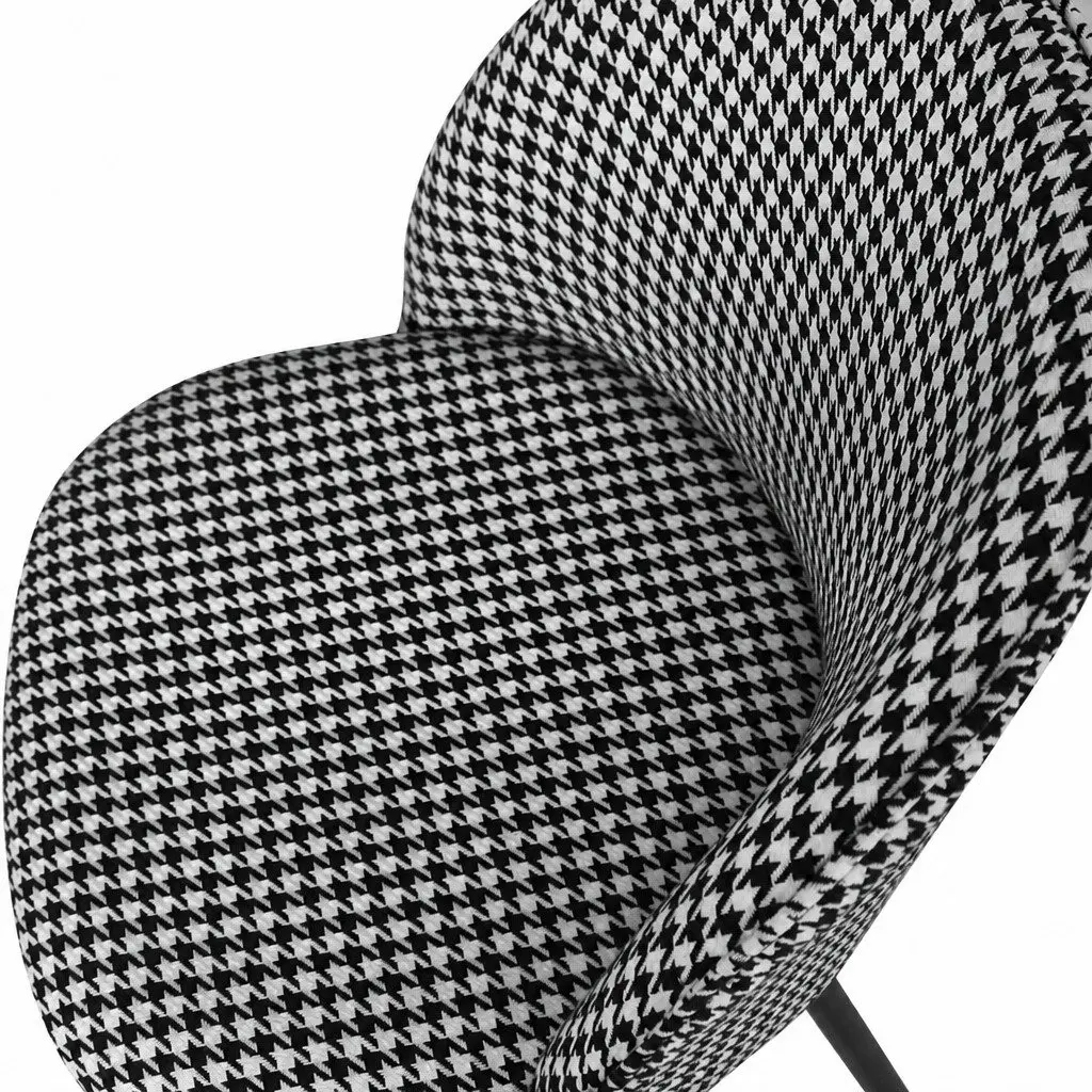 Dining Chairs Set of 4 Kitchen Café Houndstooth Pattern High-Density Foam