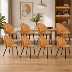Dining Chairs Set of 8 French Style Velvet Seat Kitchen Room Furniture