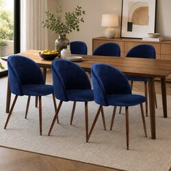 Dining Chairs Set 6x French Provincial Style Navy Velvet Seat Kitchen Lounge