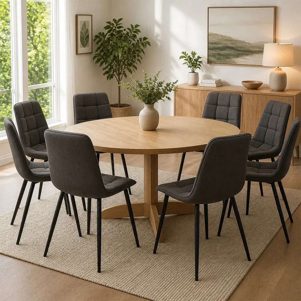 Dining Chairs Set of 8 Kitchen Grey Velvet Soft Plush High Back Seating