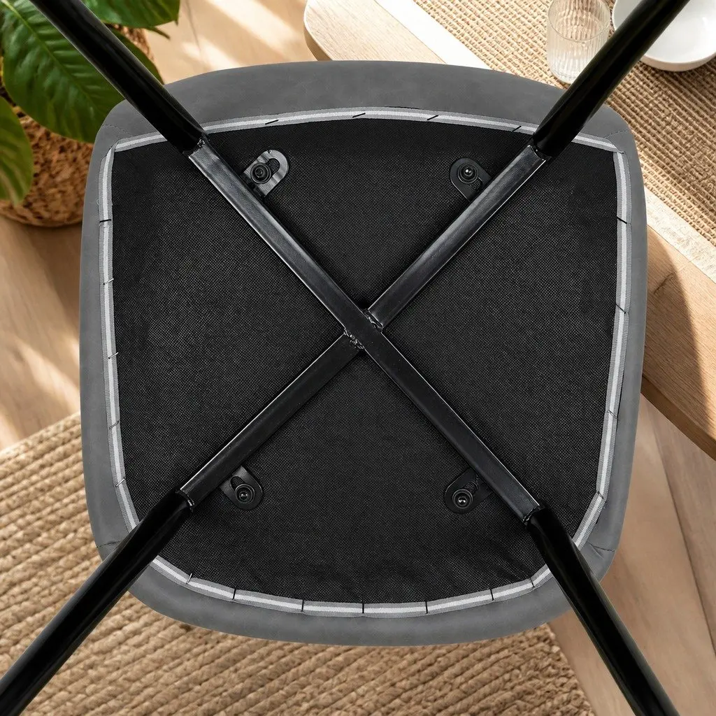 Dining Chairs Upholstered Padded Backrest Steel Frame 8 Piece Grey