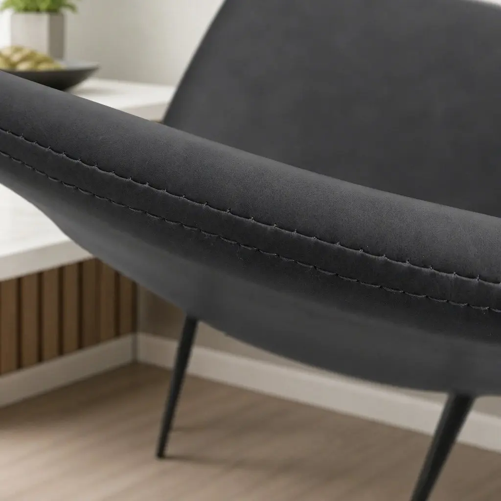 Dining Chairs Upholstered Padded Backrest Steel Frame 8 Piece Grey