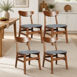 Dining Chairs Set of 4 Kitchen Seating Wood Frame Linen Upholstery Home