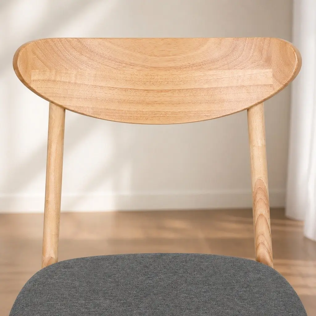 Dining Chairs Set of 4 Natural Wood Frame Linen Fabric Cushion