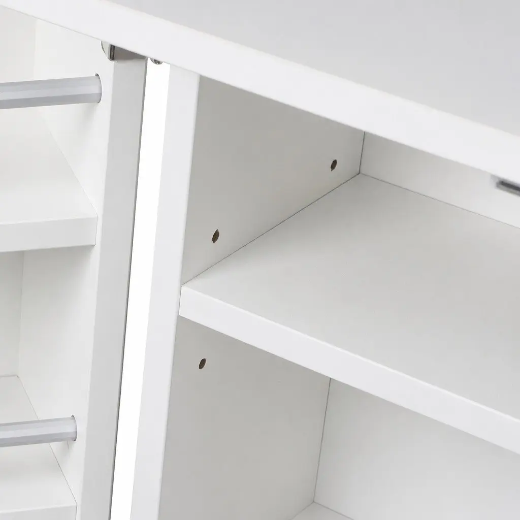 Buffet Sideboard Storage Cabinet 180° Door Kitchen Bedroom Furniture White