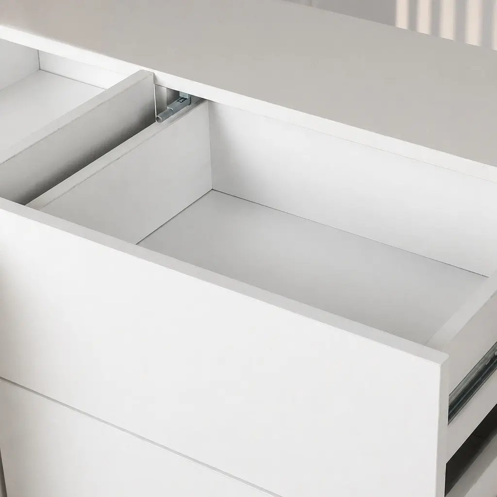 White Sideboard Storage Cabinet Buffet Modern Kitchen Bedroom Furniture Push