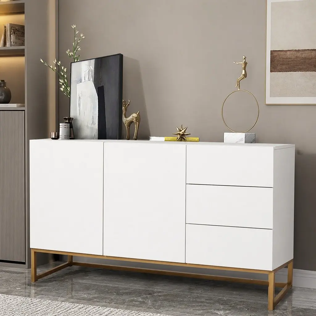 White Sideboard Storage Cabinet Buffet Modern Kitchen Bedroom Furniture Push