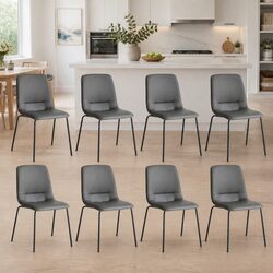 Stackable Dining Chairs Set of 8 Kitchen Grey Contemporary Seating Furniture