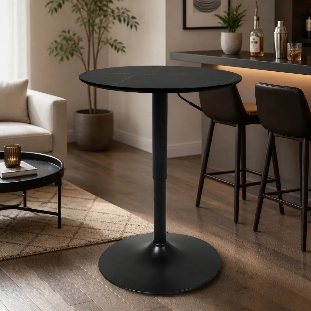 Bar Table Swivel Gas Lift Adjustable Height Counter Stool Desk Black Indoor