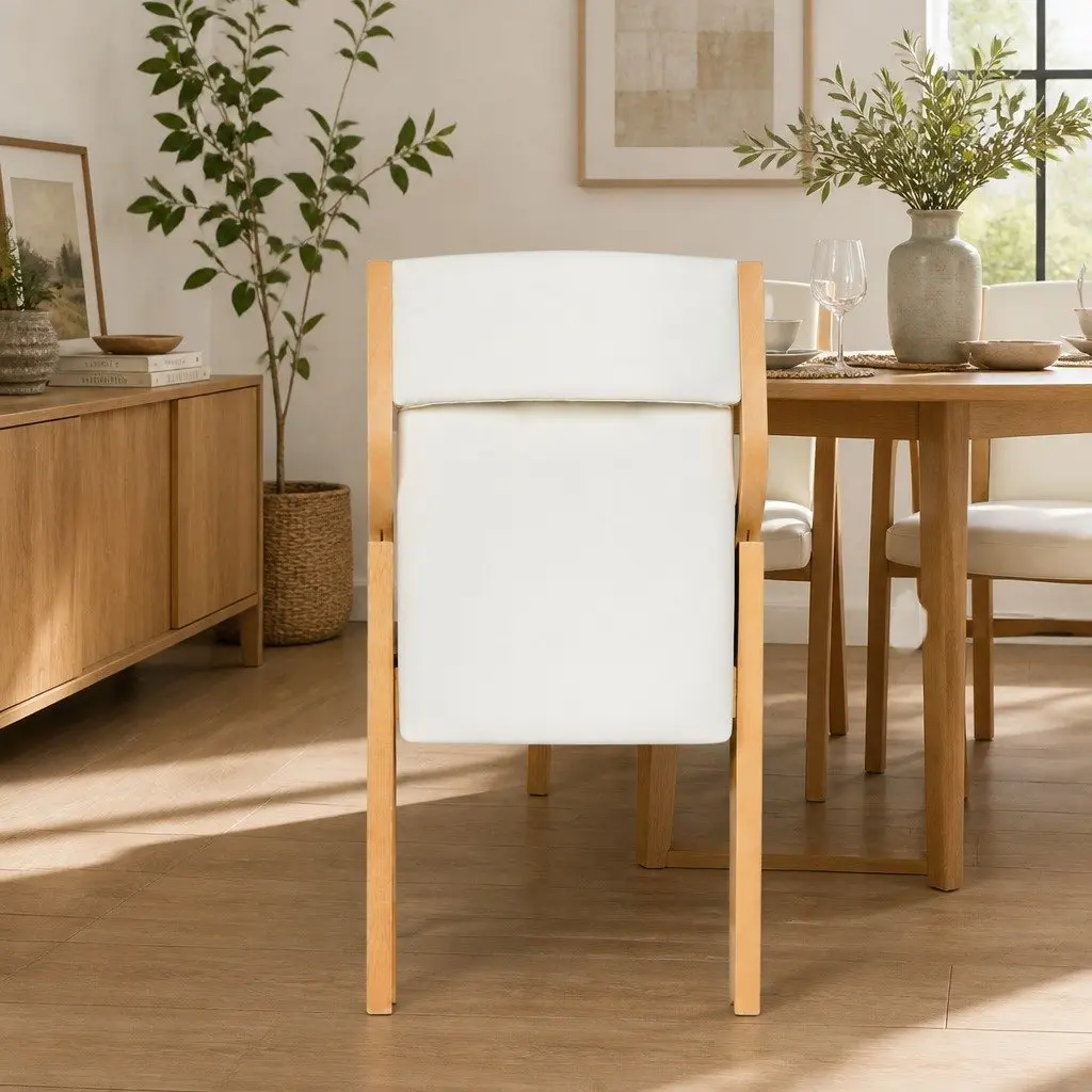 Folding Dining Chairs Set of 6 Beige Foldable Kitchen Seat Space Saving Home