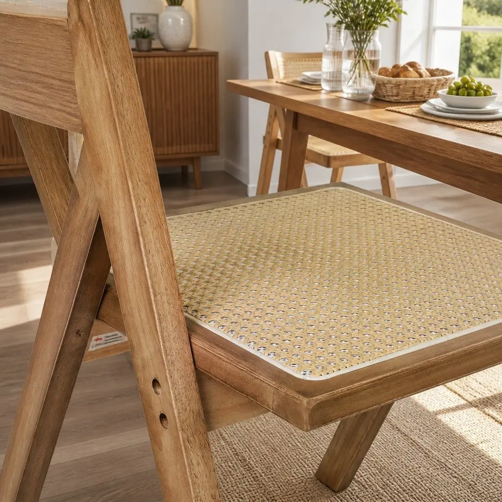 Dining Chair Set of 4 Solid Wood Rattan Seat Kitchen Restaurant Furniture