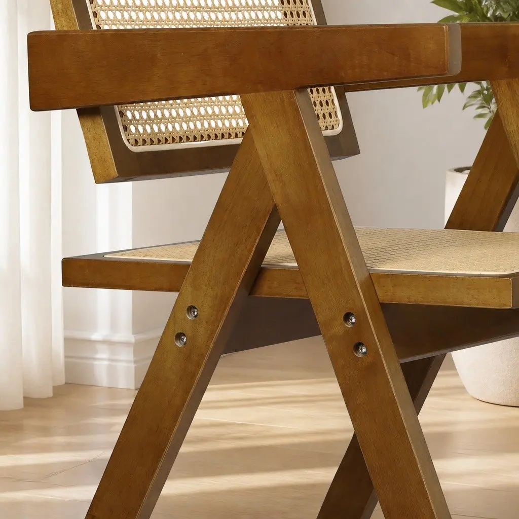 Dining Chair Wooden Rattan Seat Armchair Indoor Furniture Natural Black Walnut