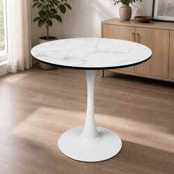 Dining Table 4 Person White Round Kitchen Furniture Indoor Outdoor Home
