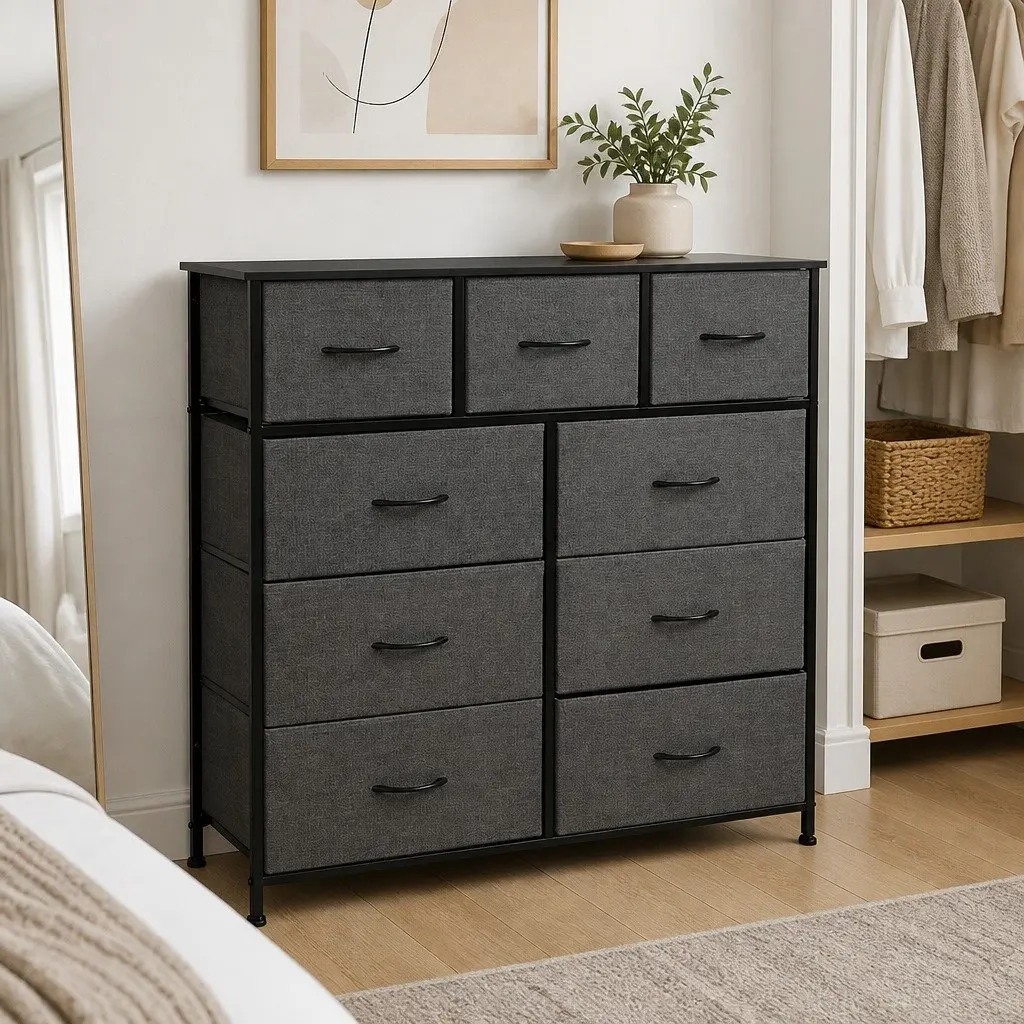 Chest of Drawers Storage Cabinet 9 Drawer Tallboy Dresser Organiser Unit