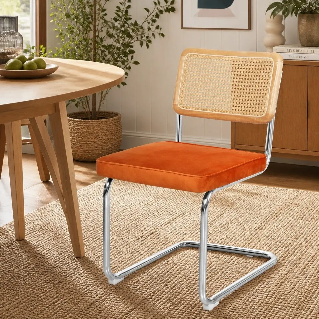 Rattan Dining Chairs Set of 4 Woven PE Backrest Steel Frame Kitchen Seating