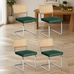 Rattan Dining Chairs Set of 4 Cantilever Frame Kitchen Lounge Furniture
