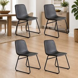 Dining Chairs Set of 4 Retro Kitchen Seat Faux Leather Moulded Ergonomic