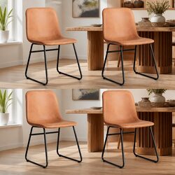 Dining Chair Set of 4 Kitchen Chairs with Padded Seat Back Steel Legs