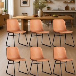 Dining Chairs Set of 6 Kitchen Seating PU Leather Upholstered Ergonomic Design