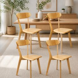 Dining Chairs Set of 4 Wooden Kitchen Seat Ergonomic Curved Backrest Sturdy
