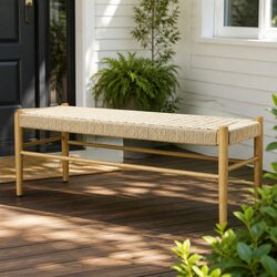 Wicker Bench Seat Kraft Rope Seating Indoor Outdoor Garden Porch Two Person