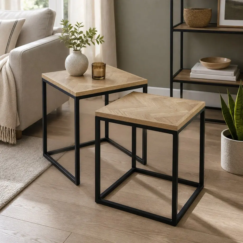 Nesting Coffee Tables 2-Piece Set Side Tables Living Room Bedroom Furniture