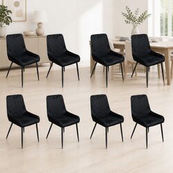Dining Chairs Set of 8 Padded Velvet Seat Steel Frame Kitchen Furniture