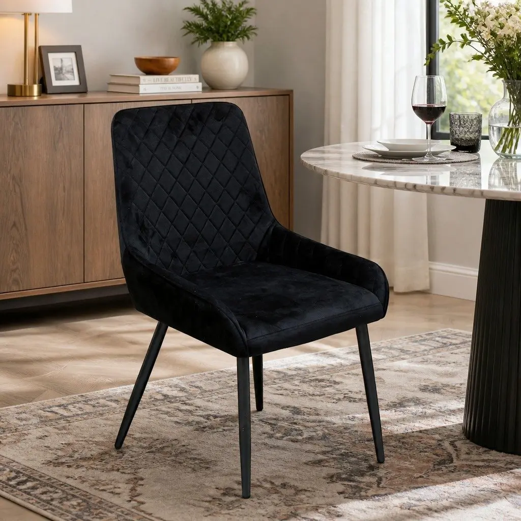 Dining Chairs Padded Velvet Seat Steel Frame Set of 8