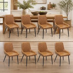 Dining Chairs x8 Padded Seat PU Faux Leather Steel Legs Kitchen Furniture Set