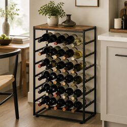 Wine Rack 30 Bottles 6 Tiers Freestanding Storage Holder Display Stand Organizer