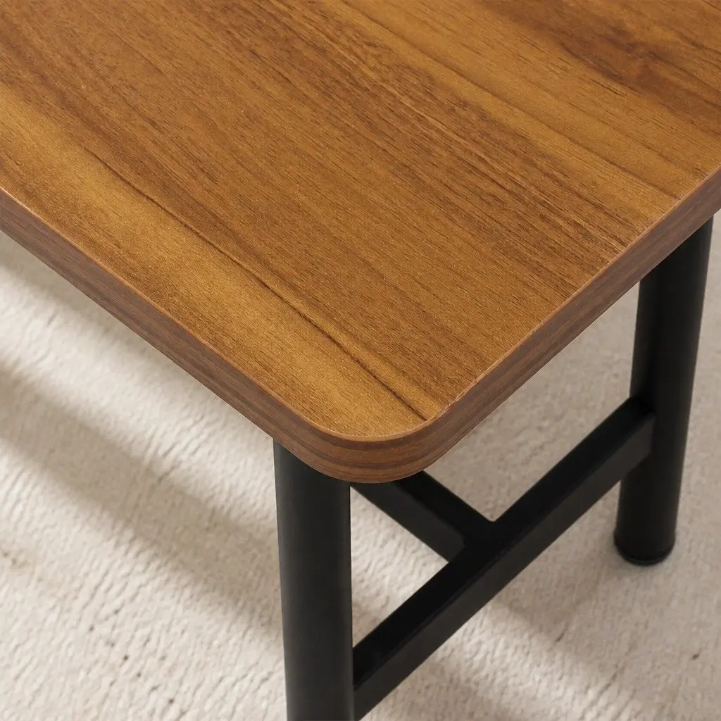 Dining Bench 2-3 Seater 140cm Brown MDF Top Steel Frame